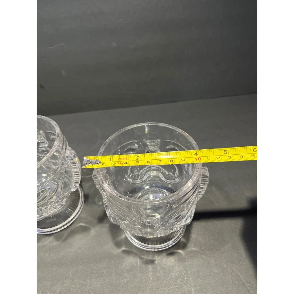 Set of 2 Clear Acrylic Tiki Mugs Footed Tropical Cocktail Glasses 4.5in
